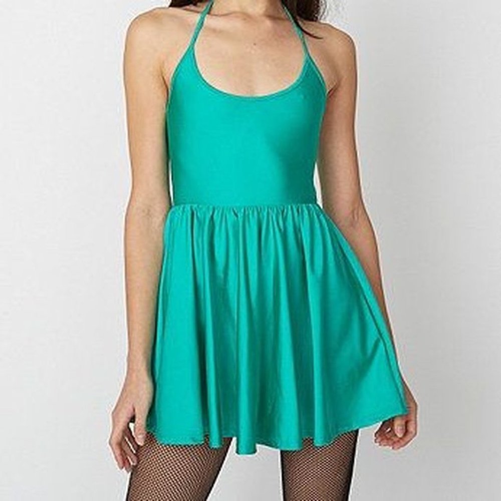 American Apparel Green Metallic Skater Halter Top